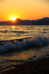 Закат солнца, Вечер, Ландшафт, Сумерки, Пейзаж, Крым, чёрное море, море