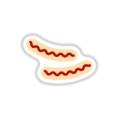 Sausage grilled, vector sticker