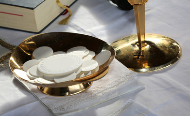 consecrated Host during the Mass of first communion