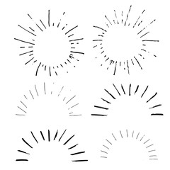 Collection of handdrawn sun bursts. - 143086939