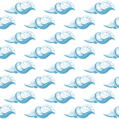 Seamless pattern with Seashells on white background.