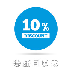 10 percent discount sign icon. Sale symbol.