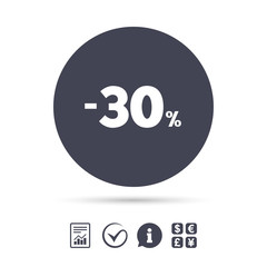 30 percent discount sign icon. Sale symbol.