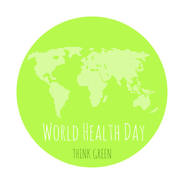 World health day concept with green map . Advertisement of  healty lifestyle.