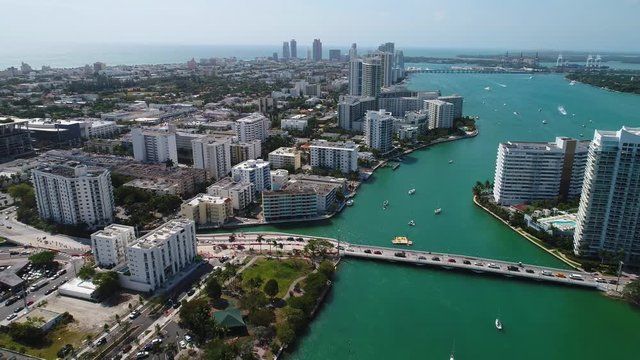Aerial video Miami Beach sunny day