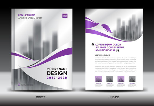 Annual report brochure flyer template, Purple cover design, business, newsletter, book, magazine ads, booklet,catalog, infographics
