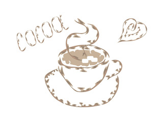 A cup of hot cocoa drawn by a contour