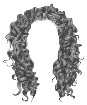 long curly hairs gray
 colors  .  beauty fashion style . wig .
