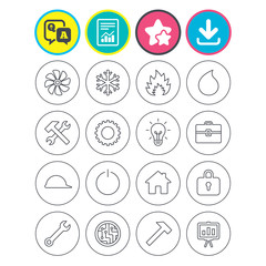 Ventilation, heat and air conditioning icons.