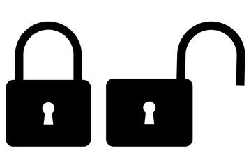 Locked and unlocked padlock icon, padlock icon
