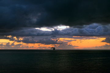 Ferry at dawn. La Palma. Canary Islands.