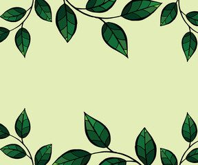 Green leaves frame. Vector background