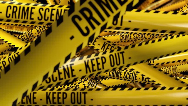 Crime scene, keep out. Text on police tape.
