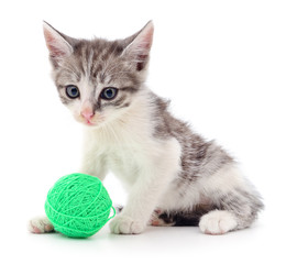 Kitten with ball of yarn.