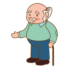 Fototapeta premium adult male cane elder vector icon illustration