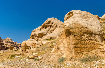 Fototapeta na wymiar View of ancient tombs at Petra
