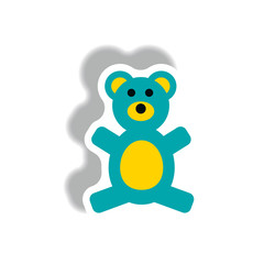 stylish icon in paper sticker style toy bear