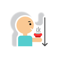 stylish icon in paper sticker style man drinking hot