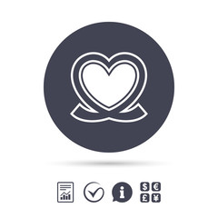 Heart ribbon sign icon. Love symbol.