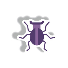 stylish icon in paper sticker style beetle insect