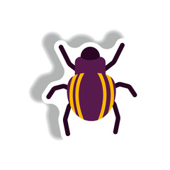 stylish icon in paper sticker style beetle insect