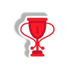 stylish icon in paper sticker style cup winner
