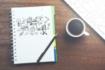 Sketching good ideas with coffee and keyboard