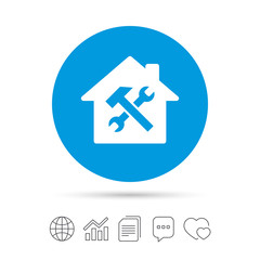 Service house. Repair tool icon. Service symbol.