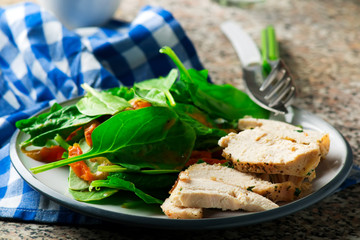 chicken with curried spinach salad