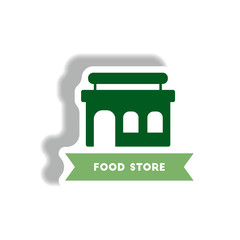 stylish icon in paper sticker style building grocery store