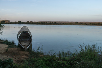 Pirogue on the Niger river, Niger, Africa