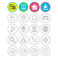 GPS navigation icons. Car and Ship transport.