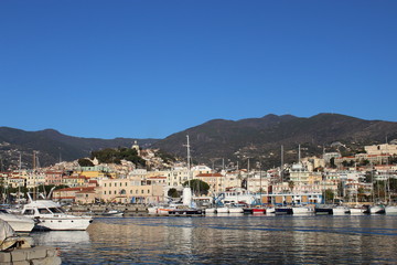 Fototapeta na wymiar Sanremo, harbor and city landscape
