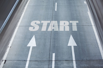 road arrows with start