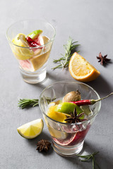 Summer soft drink with orange and lime