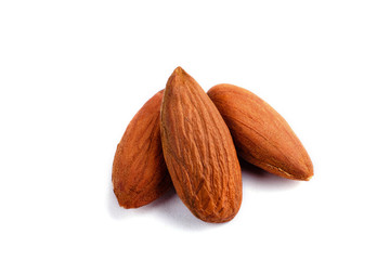 almonds nuts close up on white background isolate