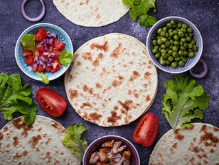 Ingredients for cooking Mexican tacos