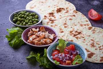 Ingredients for cooking Mexican tacos