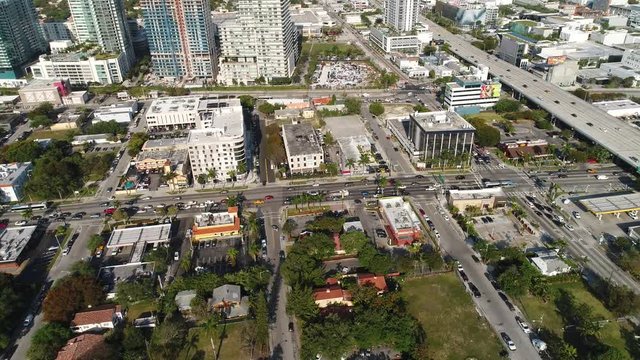 Aerial drone video Miami Biscayne 36th St