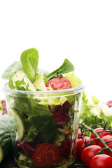 Mixed chef's salad in glass bowl