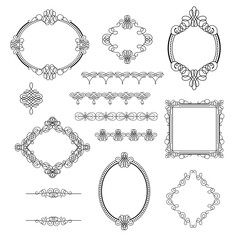 Set collection of calligraphic elements, frames,signs