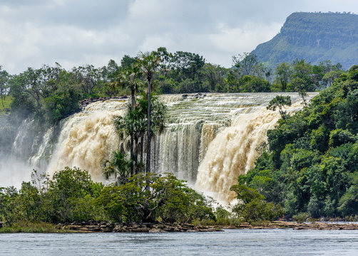 The Hacha falls in the lagoon of Canaima national park - Venezuela, Latin America - Venezuela, Latin America
