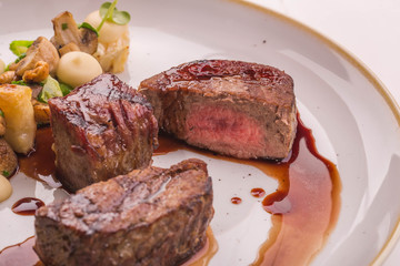 Beef fillet with sauce from Madeira of weak pro-frying