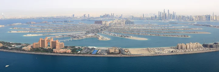 Rolgordijnen Dubai The Palm Palme Insel Atlantis Hotel Panorama Marina Luftaufnahme Luftbild © Markus Mainka
