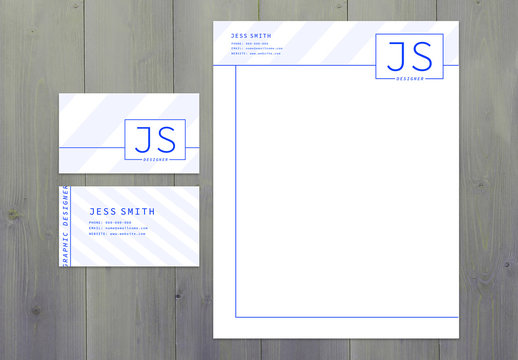 Blue Monochrome Business Card and Letterhead