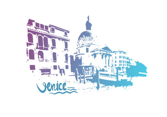 Italy. Venice. Hand drawn vector illustration.
