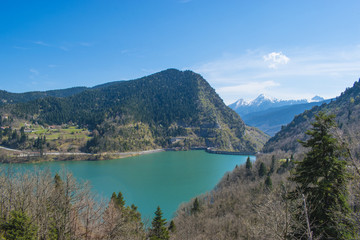 Plastira Lake. Greece. Panoramic view. Beautiful landscape.
