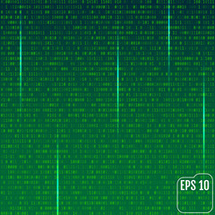 Stream of binary code on screen. Abstract vector background. Data and technology, decryption and encryption, computer matrix illustration