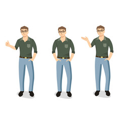 Funny cartoon guy in casual clothes. Vector