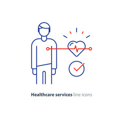 Heart test line icon, electrocardiogram monitor logo, cardiology examination